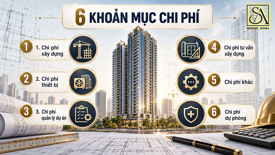 Sáu khoản mục chi phí trong dự toán công trình cấp 1